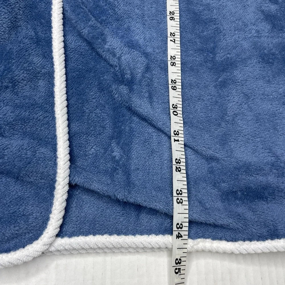 Womens Spa Wrap Soft Terry Cover Up Blue White Trim Pocket One Size (M/L) EUC